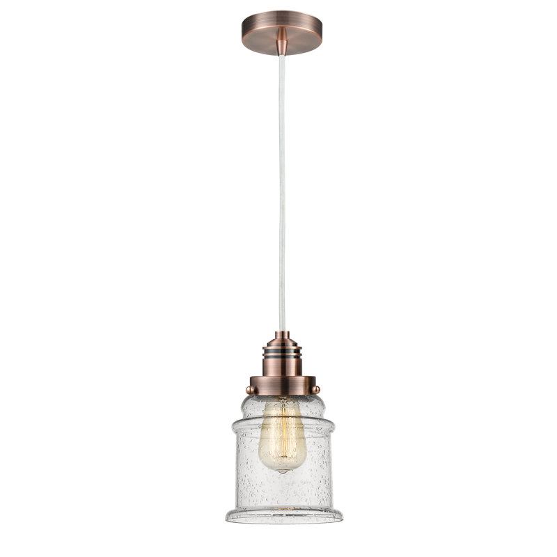 Cecil 1 - Light Single Pendant, Antique Copper/White
