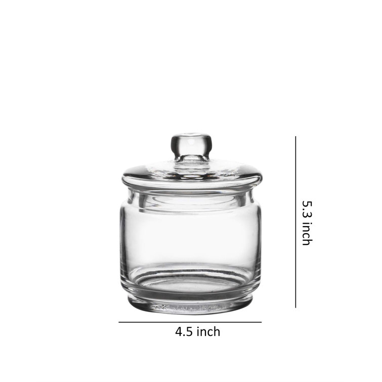 KMwares 3pcs Set Small Glass Premium Quality Apothecary Jars with Lids Bathroom Accessories Set for Bathroom Laundry Room Storage or Kitchen / Vanity