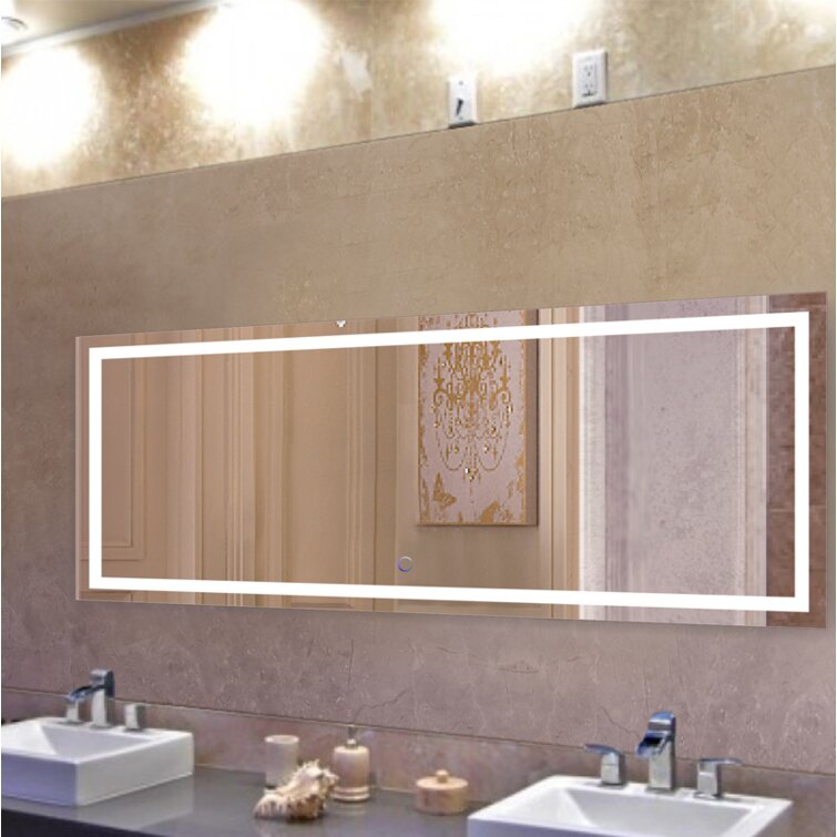 Aevar Super Bright Double LED Lights Anti-Fog Bathroom / Vanity Mirror with Tempered Glass & ETL Orren Ellis Size: 60 x 36