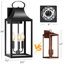 Très grande applique murale d'extérieur 20 po, luminaires d'extérieur noirs avec lanterne de véranda à fixation murale imperméable à 3 lumières, applique murale d'extérieur moderne avec verre transparent E12, paquet de 1