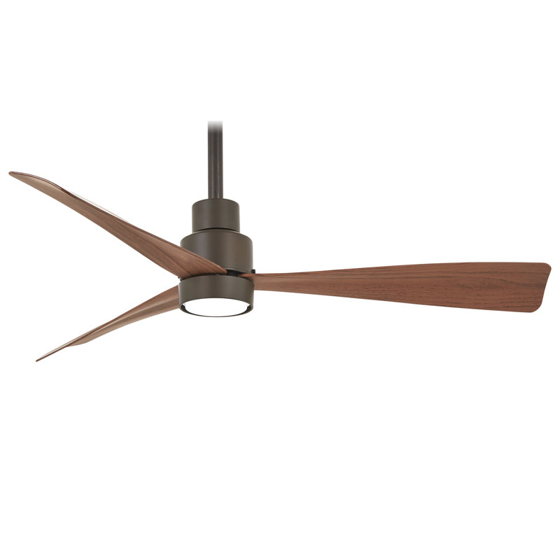 44" Simple 3 - Blade Outdoor Propeller Ceiling Fan with Remote Control, Oil Rubbed Bronze