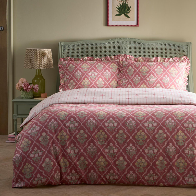 Cotton Floral Duvet Cover Set with Pillowcases Included, Double Duvet Cover + 2 Standard Pillowcases
