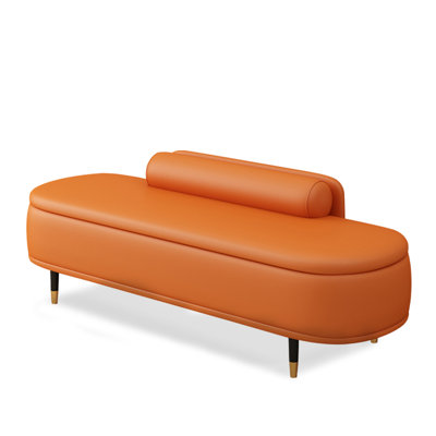 Repose-pieds scandinave avec dossier en cuir