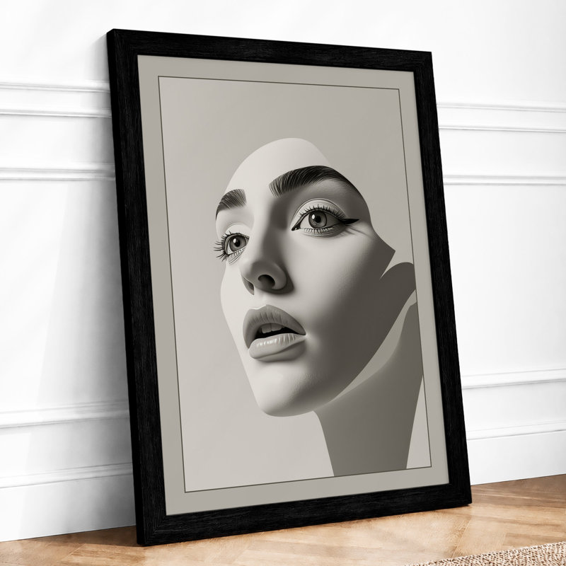 Sculpted Contemplation Minimalist - Framed Print, A1 - 84.1 x 59.4 cm, Black