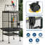 Cage à oiseaux 69 "avec support roulant, cage à oiseau spacieuse avec tablette de rangement, y compris plateau amovible, perchoir et 2 bols, volière pour perruches et inséparable