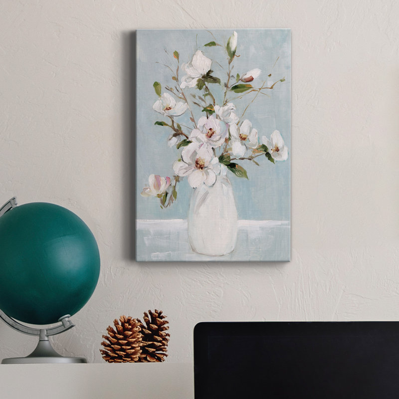 Magnolia charme - peinture sur toile tendue, H 60 po x l 40 po x P 1 po