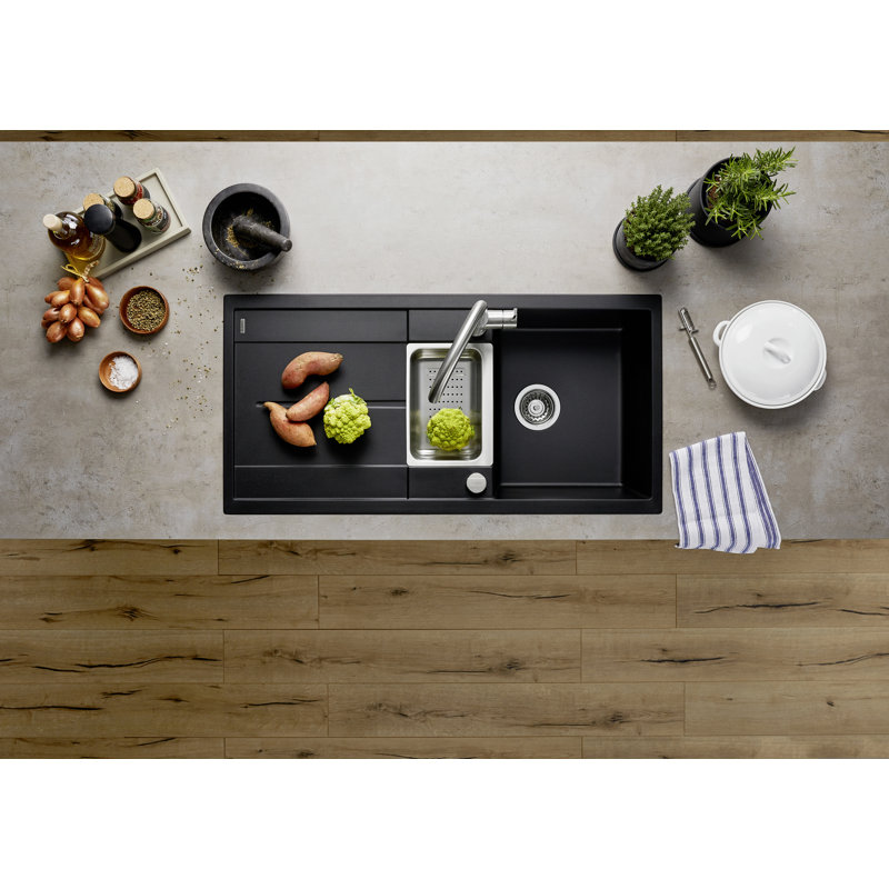 Metra 1.5 Bowl Inset Kitchen Sink, Black
