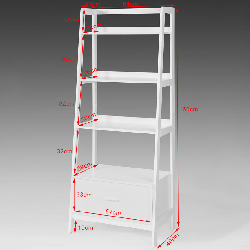 Jedidiah Ladder Bookcase, 160cm H x 64cm W x 25cm D