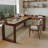 Light-walnut L-Shaped Solid Wood with 3 drawers desk-109691592-109691595