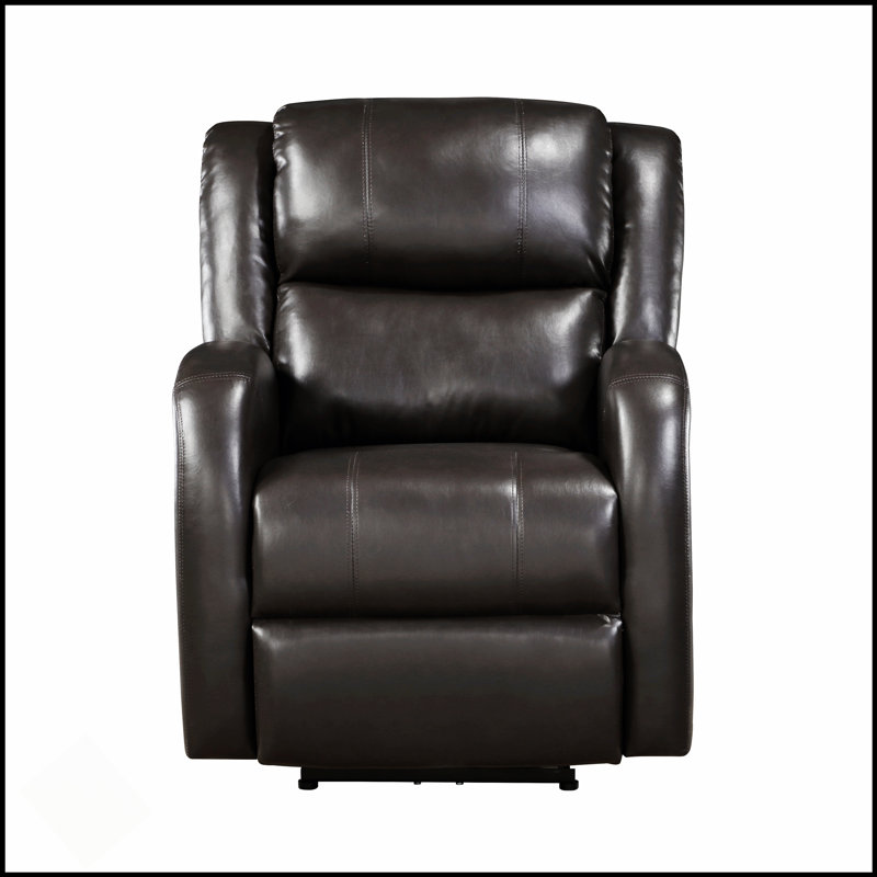 Fauteuil inclinable électrique moderne en similicuir brun, assise moelleuse et structure en bois massif pour un confort ultime