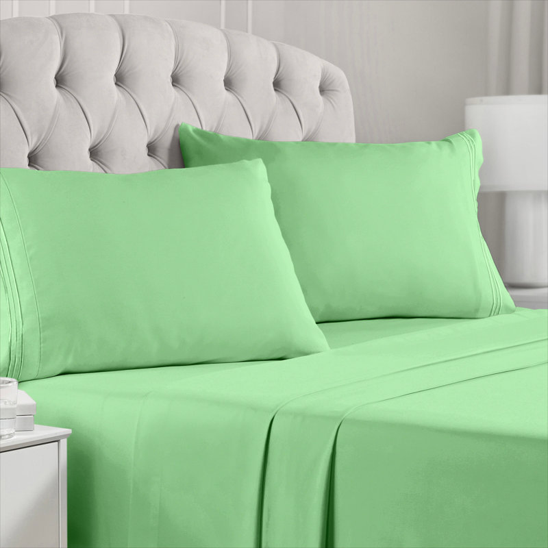 Draps Mellanni 1800 grand pistache, Ensemble de draps pour grand lit, Pistachio