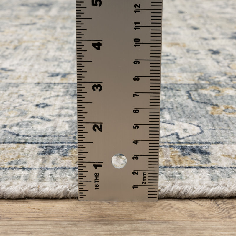Tapis oriental gris / bleu en laine fabriqué à la main Alexandrie, Rectangle de 10 pi x 14 pi