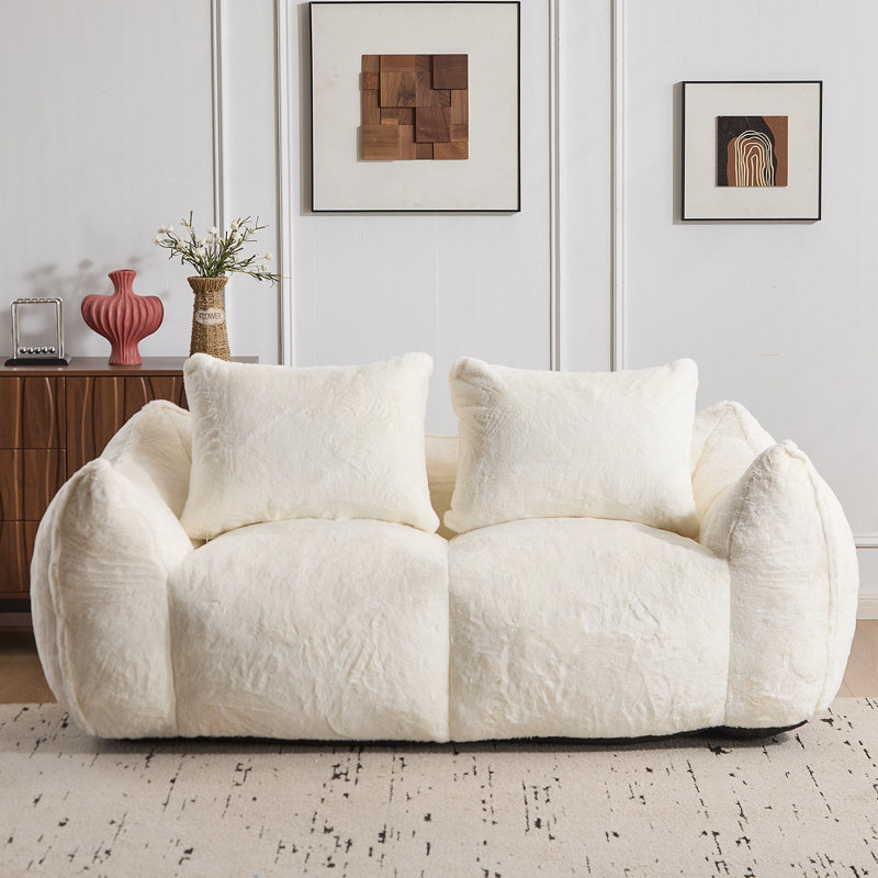 Soft And Fluffy Bean Bag Couch For Adults, Cozy Loveseat With Pillows, Ideal For Indoor Relaxation In Living Room Or Bedroom