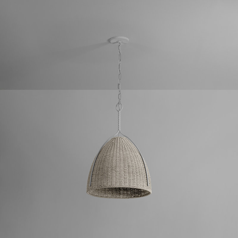 Luminaire suspendu Woodlawn en plâtre blanc, H 26,5 po x l 18,5 po x P 18,5 po