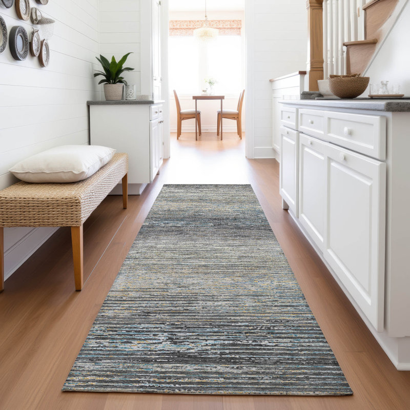 Premium Machine Washable Alijah AMF1264 Stripes Rug, Runner 2'3" x 7'6"