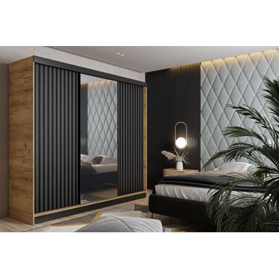 Alnita 3 Door Solid + Manufactured Wood Wardrobe