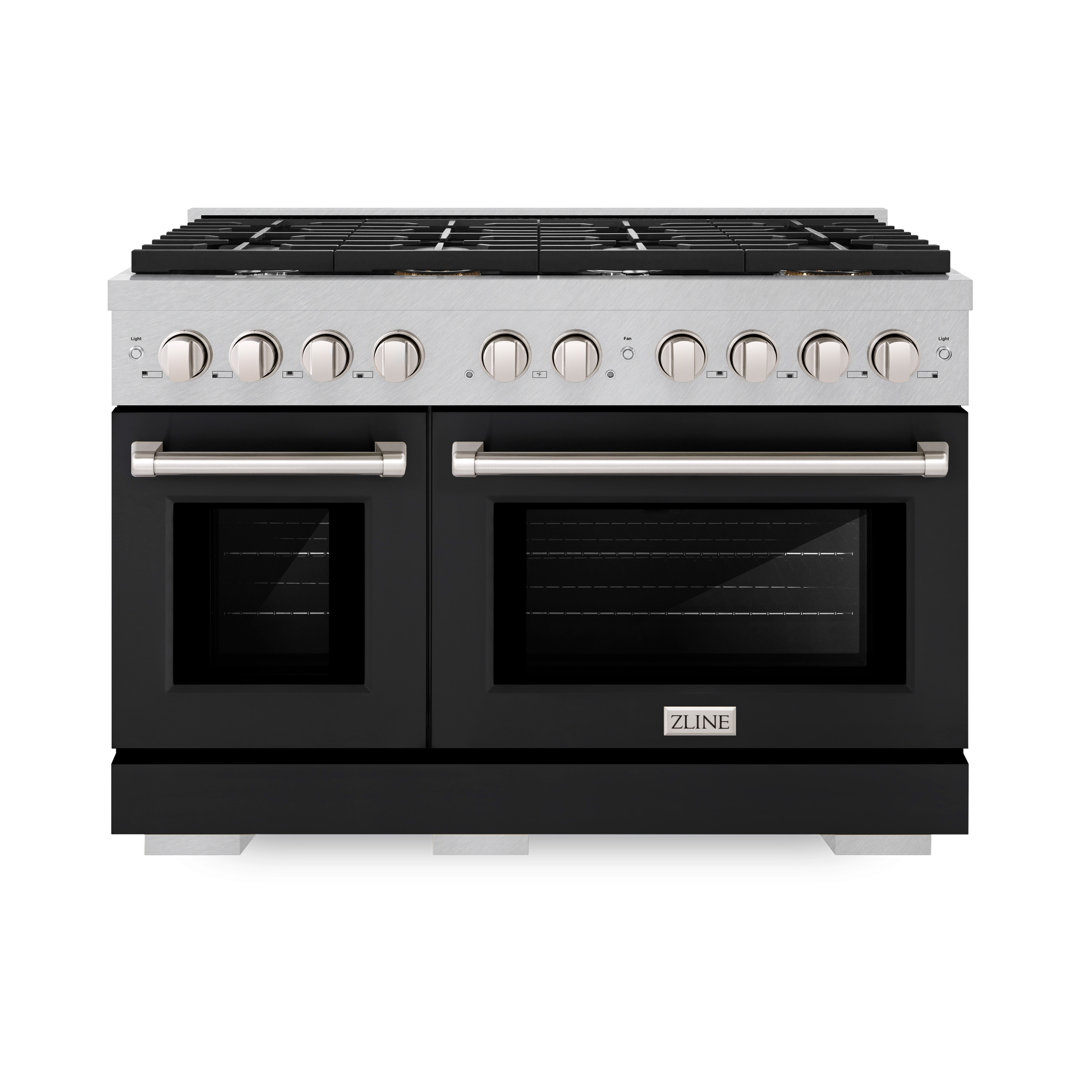 ZLINE 48 in. Paramount Satin Double Oven Gas Range w/ 8 Burners & Doors ZLINE 