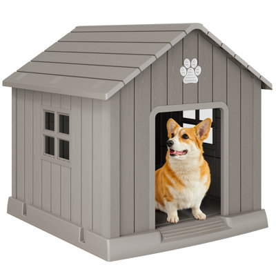 Dog House for Indoor and Outdoor, Waterproof Pet Plastic Dog House for Small and Medium Dogs