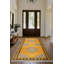 Tapis en coton à imprimé oriental jaune et gris Girvin-2001243315