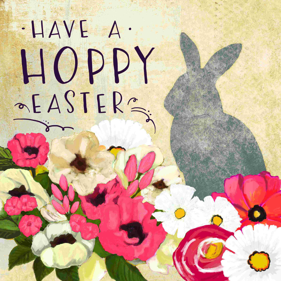 Hoppy Easter - Wrapped Canvas Textual Art The Holiday Aisle® 