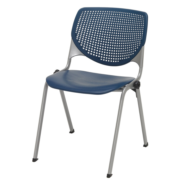 Chaise empilable sans accoudoirs Kool, Bleu marine, Bleu marine, Argent