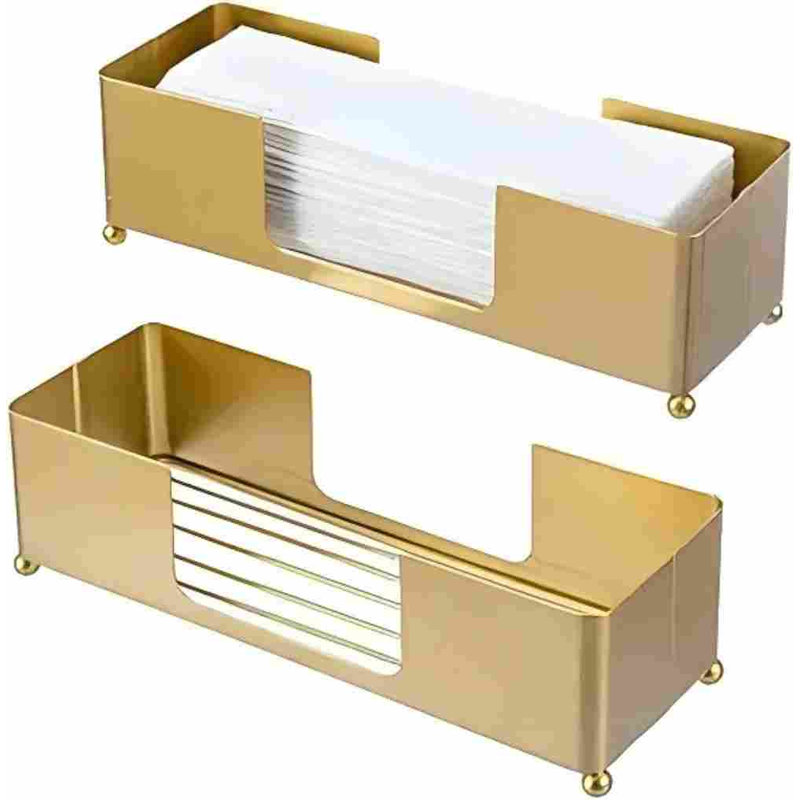 Porte-serviettes en papier plié moderne en métal de couleur laiton, ensemble de 2
