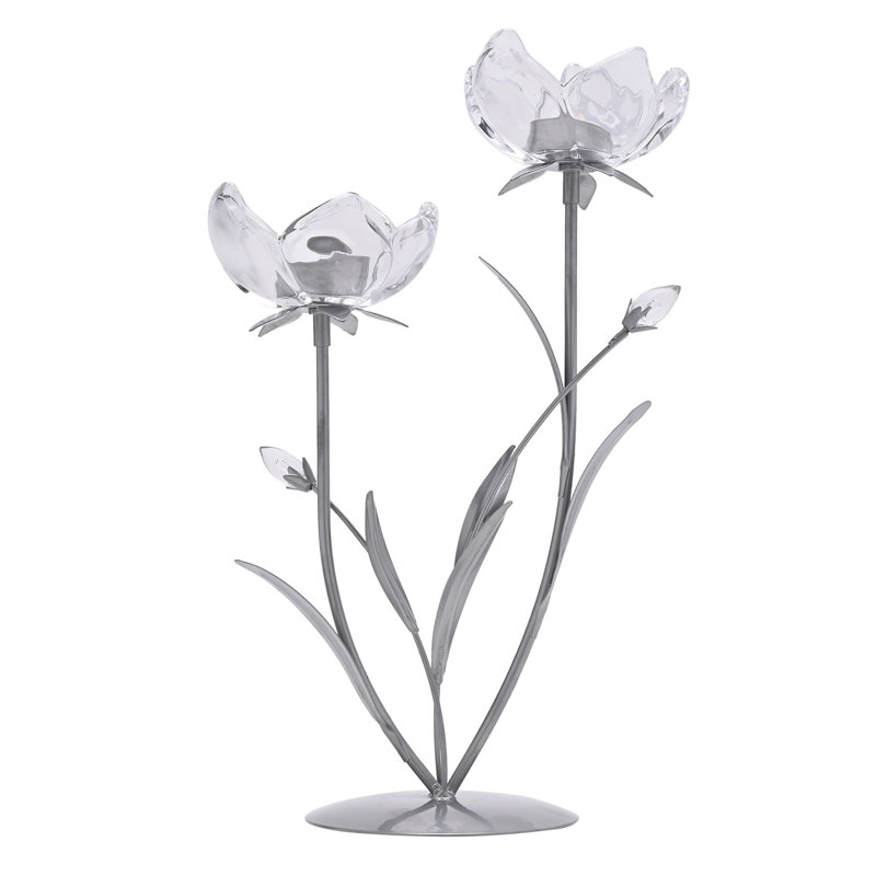 36Cm Glass Metal Tabletop Votive Holder