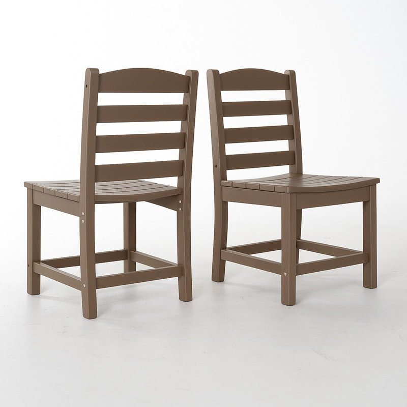 Chaises d'extérieur sans accoudoirs, Chêne foncé antique