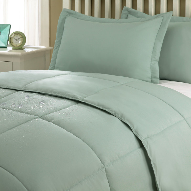 Ensemble d'édredon , Édredon pour lit simple + 1 taie décorative stan, Sauge