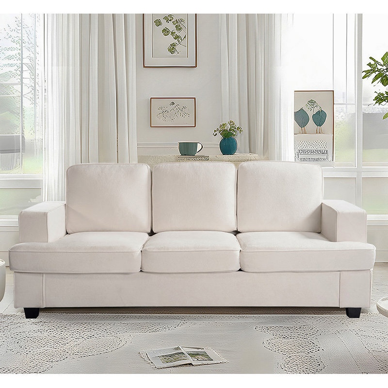 Luxurious Velvet Sofa For Relaxation And Stylish Living, Ivory