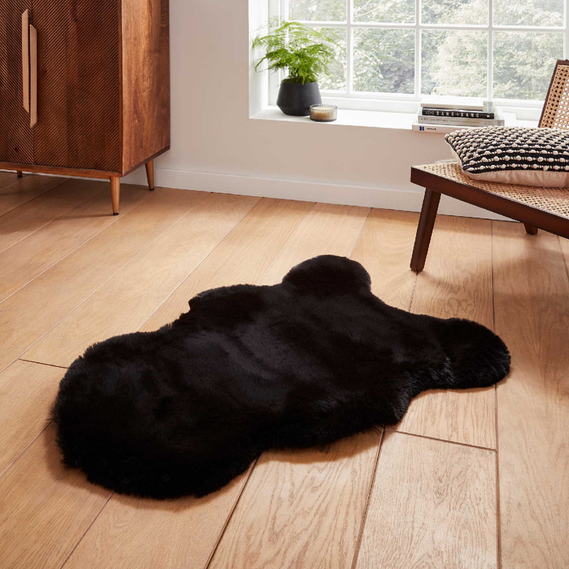 Lehi area rug Table Tufted Sheepskin Black, Sheepskin 60 x 180cm