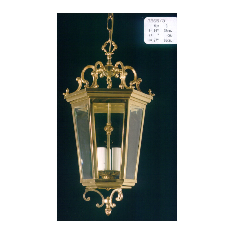 Cowie 3 - Light Lantern Pendant, French Gold
