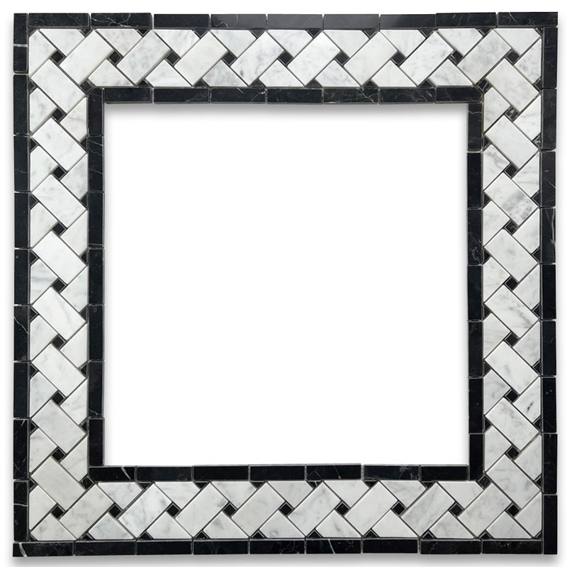 12" x 4" Marble Basketweave Mosaic Wall & Floor Tile
