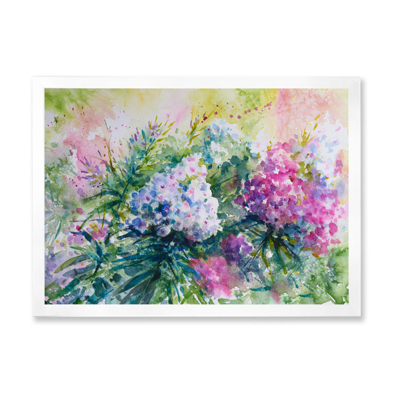 Mauve, rose, blanc, fleurs, lilas - reproduction d'art sur toile, Cadre blanc, H 30 po x l 40 po x P 1,5 po