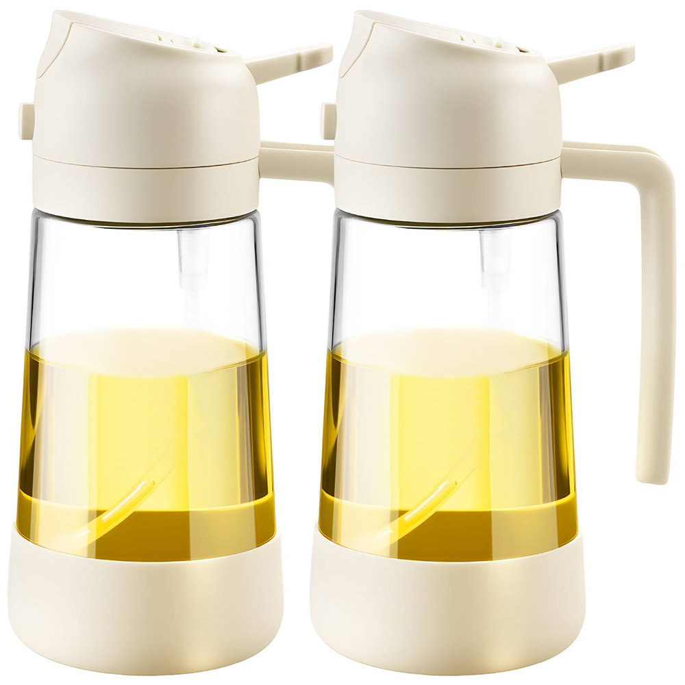 Ivy Bronx Two packs 16oz/470ml glass oil sprayer bottle spray and pour dual-purpose air fryer kitchen household spray oil spray bottle oil tank seasoning pouring oil, with non-slip silicone bottom | Wayfair