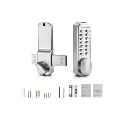 Serrure de porte mécanique sans clé, serrure à 14 touches, serrure à clavier mécanique avec bouton-poussoir réglable, serrure de portail étanche en alliage de zinc, conçue pour la maison ou le bureau.