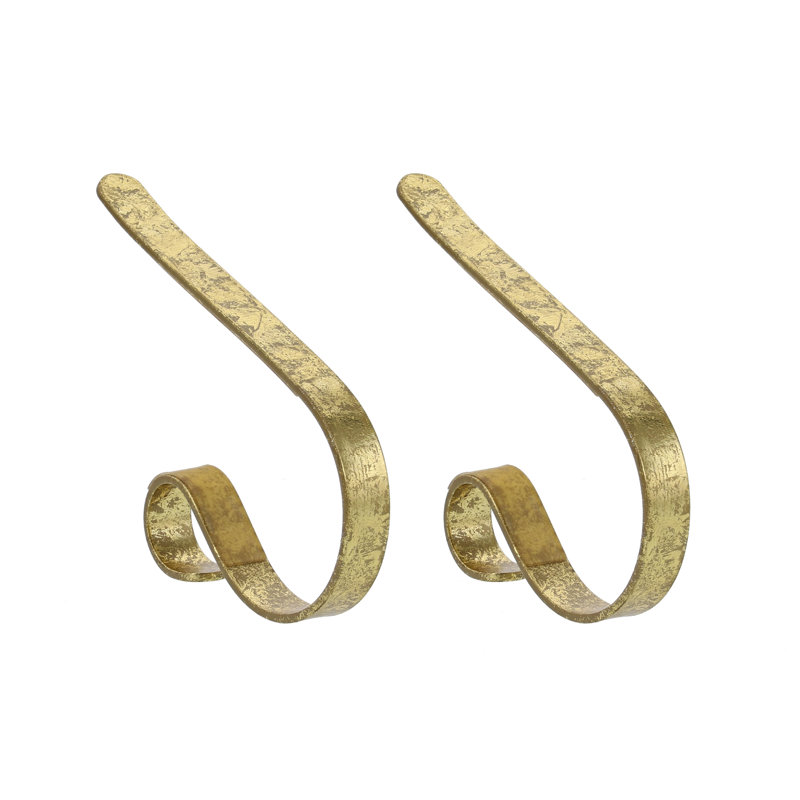 Gold Foil 2-Pack Metal MantleClip Stocking Holders