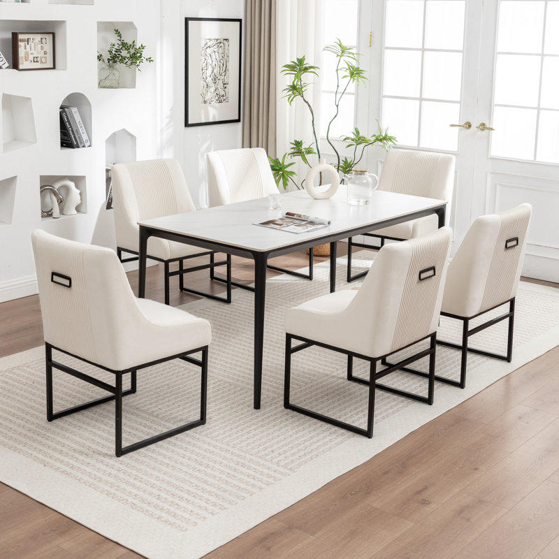 Kataleah Tufted Velvet Side Dining, Beige