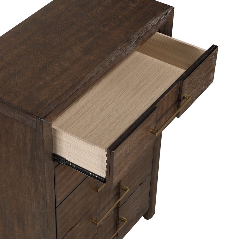 Ensemble de chambre à coucher Adryan, Très grand lit, Brun, 5 Pcs: Bed, 2 Dressers, Mirror, Nightstand