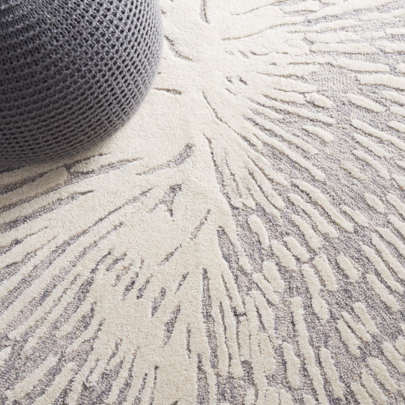 Bargneare Hand Tufted Wool And Cotton With Latex Abstract Rug, Rectangle 8' x 10'