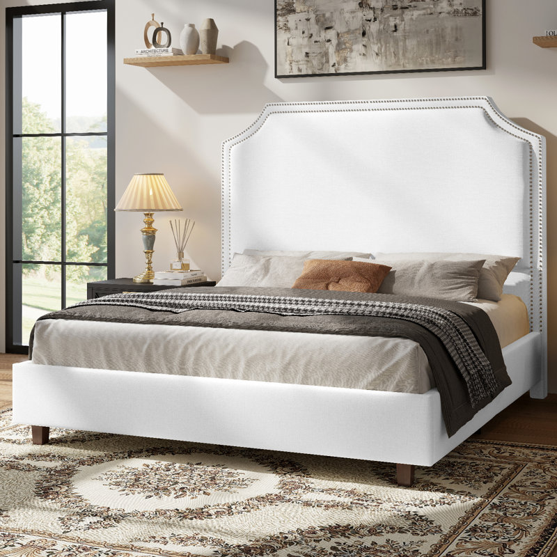 Lit plateforme touffeté Ameere, Très grand, Blanc