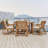 Outdoor Wooden Patio Furniture Set with Removable Cushions, Chair and Umbrella Hole-1051985523