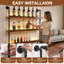 Casier à vin mural en métal de 100 cm (39,4 po) avec bandes DEL et porte-verres | Étagère de bar industrielle à 3 niveaux en métal pour cuisine, bar, salle à manger (noir, 100 cm/39,4 po)