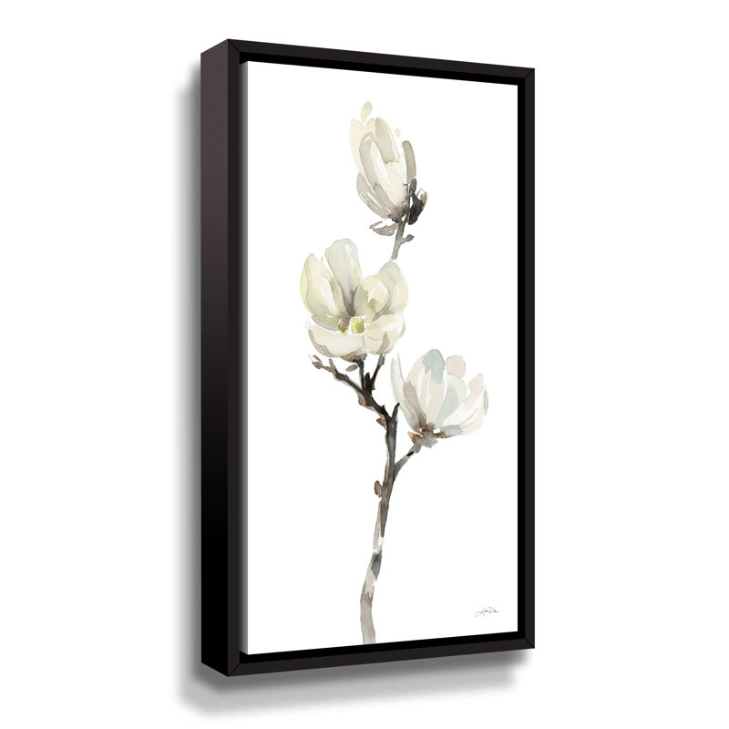 «White Magnolia I», peinture sur toile à cadre flottant, H 36 po x l 18 po x P 2 po