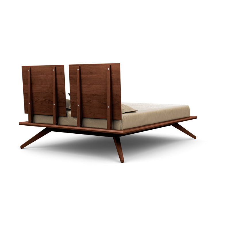Lit plateforme en bois massif Astrid, Très grand californien, Cerise cognac