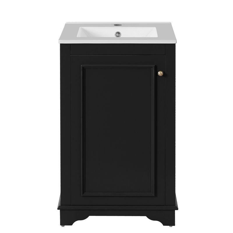 Meuble-lavabo l 20 po avec lavabo en céramique, Noir