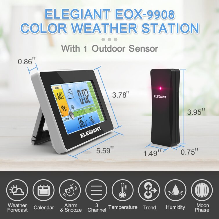 ELEGIANT Wireless Weather Station, Color Indoor Outdoor