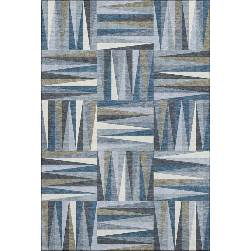Premium Machine Washable Collett AMF1012 Squares Rug, Rectangle 10' x 14'