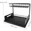Rangement coulissant sous évier à 2 niveaux - Support de rangement coulissant en métal avec panier supérieur et pieds antidérapants pour la cuisine, la salle de bain et le garde-manger - Noir