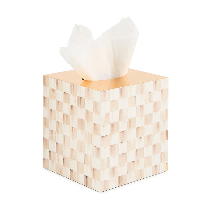 Mocha Check Glass Boutique Tissue Box Cover